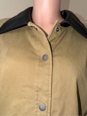 Ava & Viv Khaki Trench Coat with Black Collar